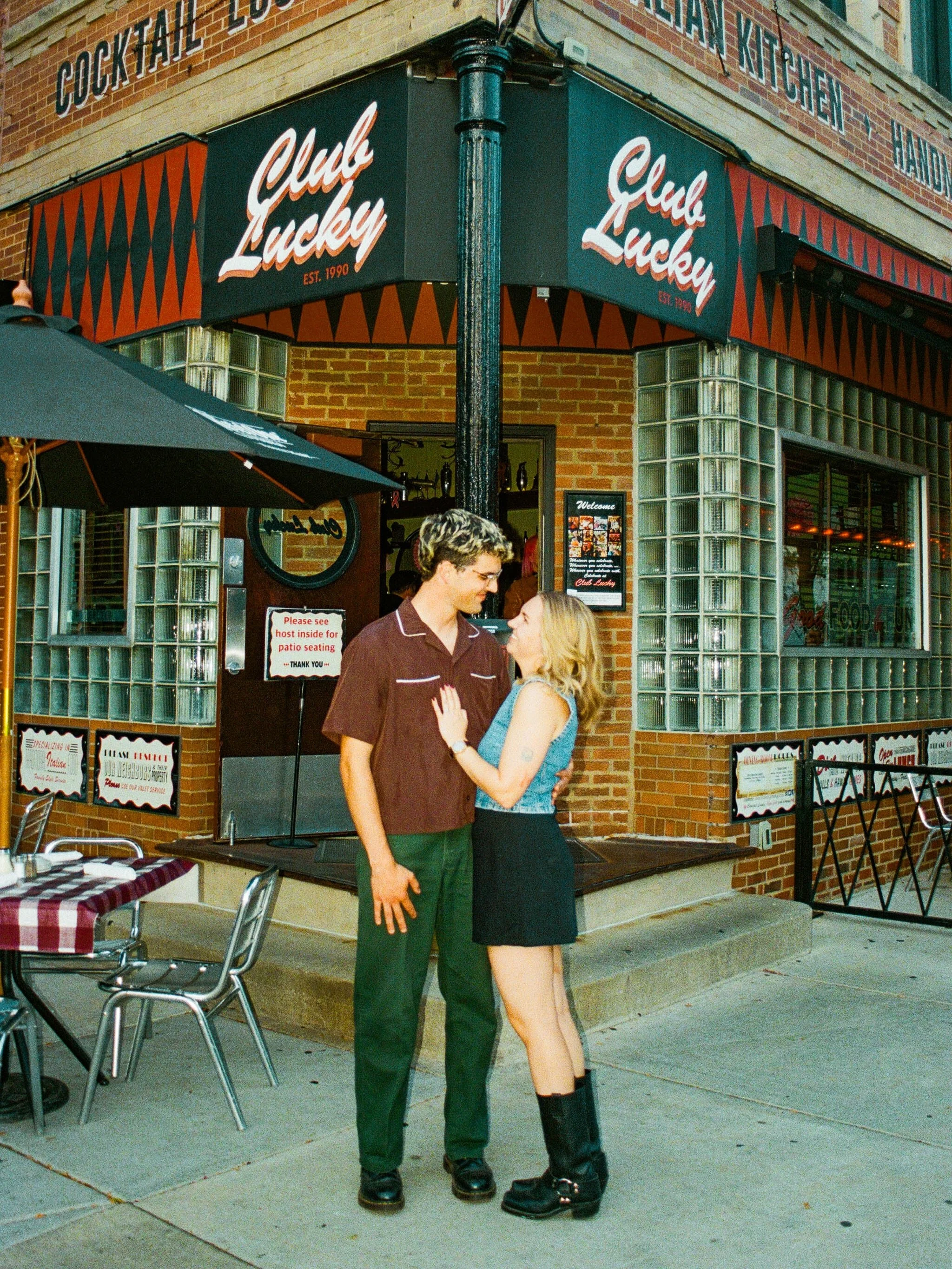 Excited to head back to Chicago for Gracie and Mat&rsquo;s wedding!! Here&rsquo;s some faves from their engagement session at their fave spots- @clubluckychicago and the park across the street from their house! &hearts;️&hearts;️ 

Chicago wedding ph