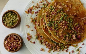 GF Pistachio and Rose Pancakes