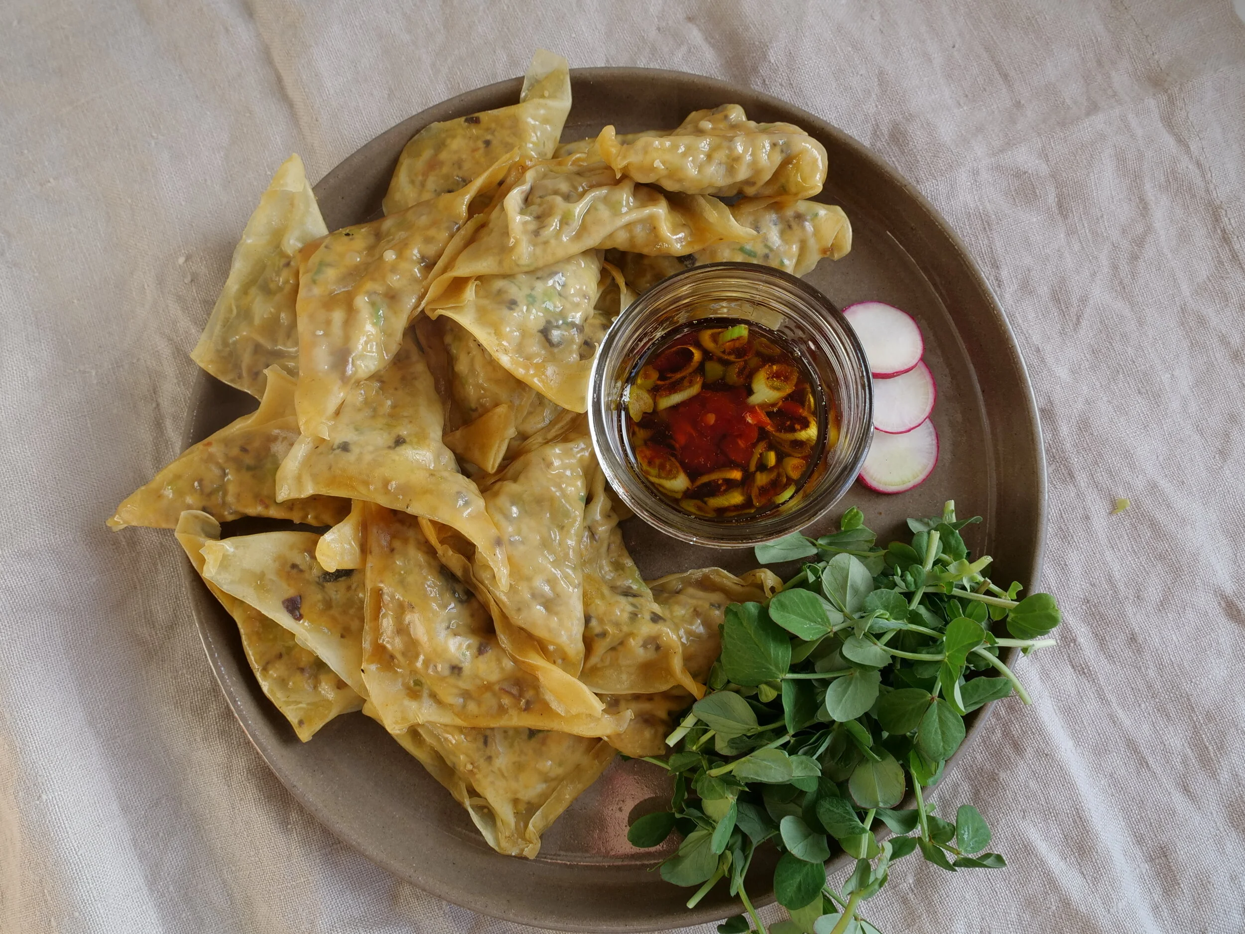 Tofu, Shiitake + Edamame Dumplings
