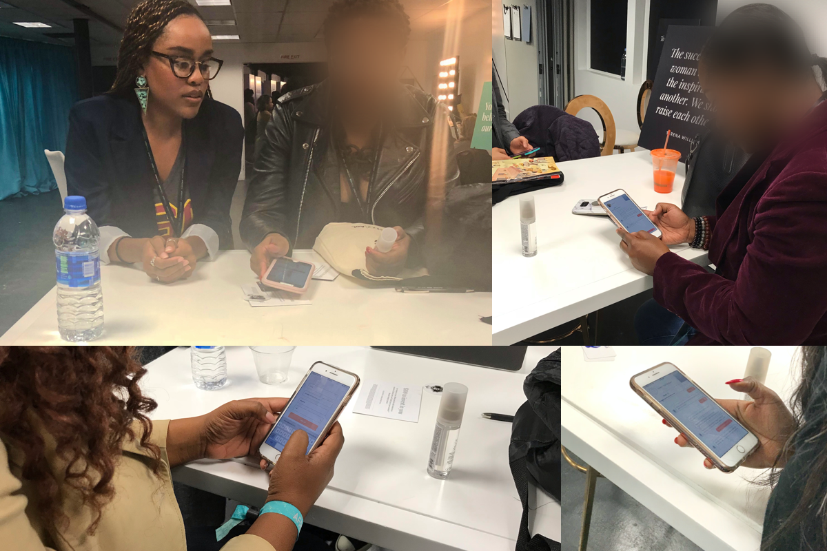 Initial user testing at AfroTech 2018.