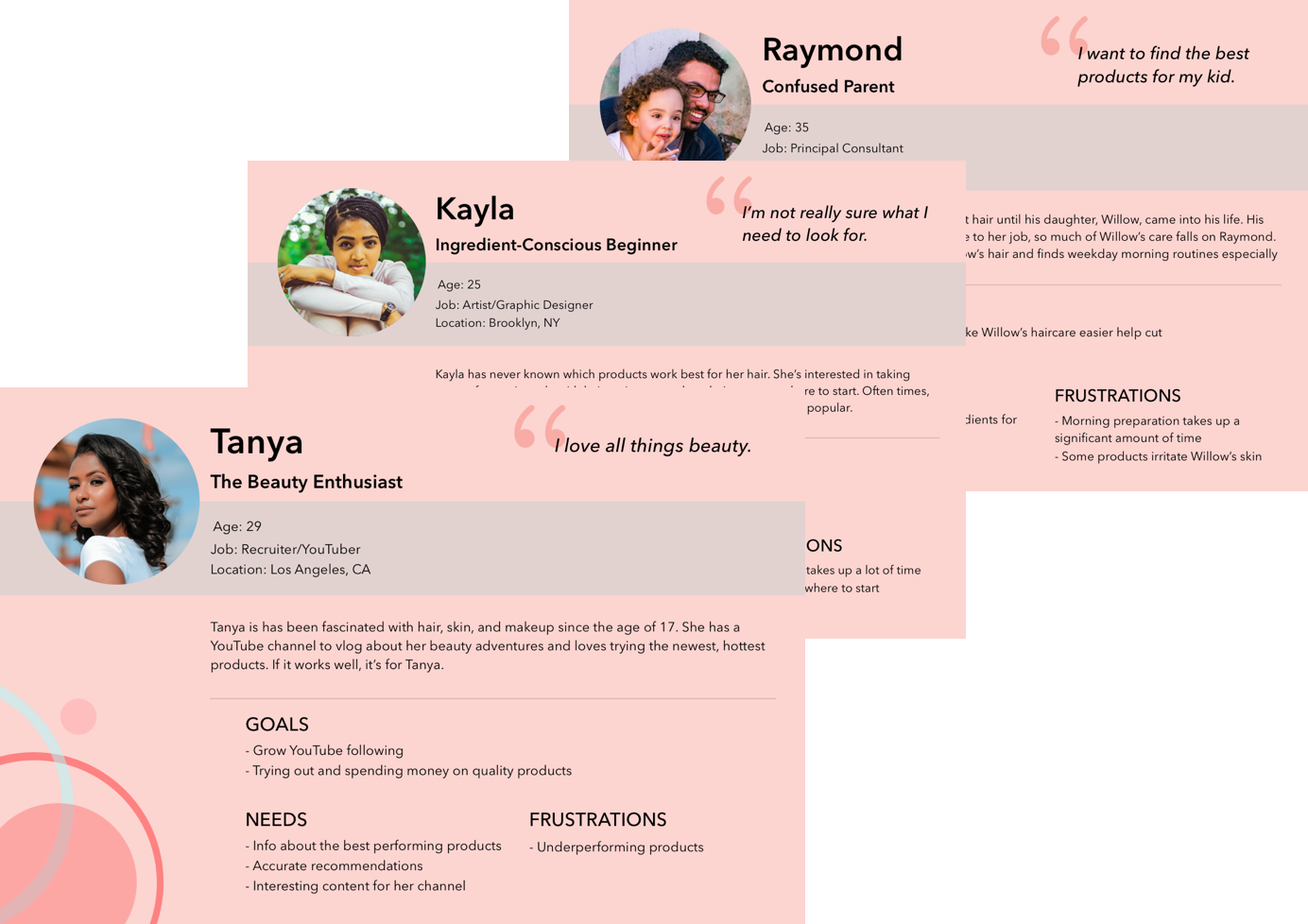 Initial high-level user personas.