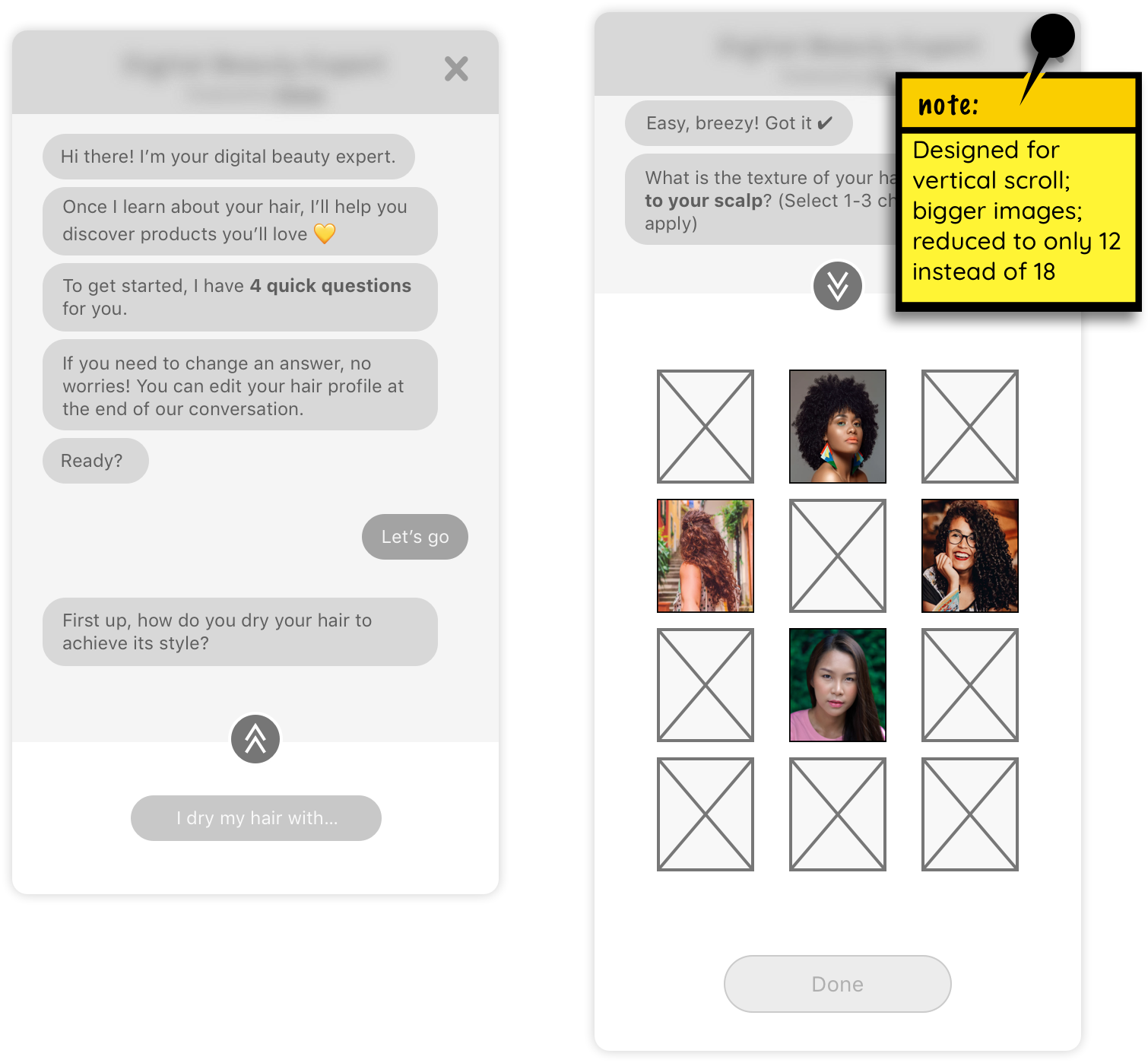 Updated versions of two different chat screens.