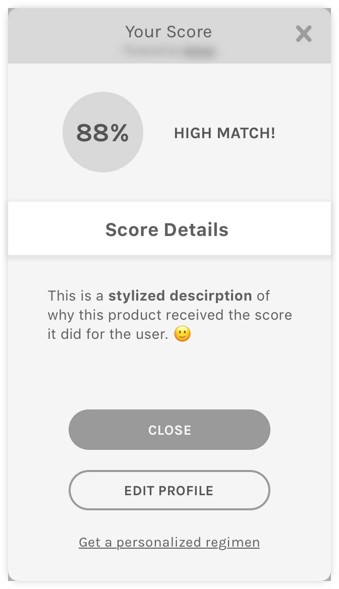 Screen where users view their score.