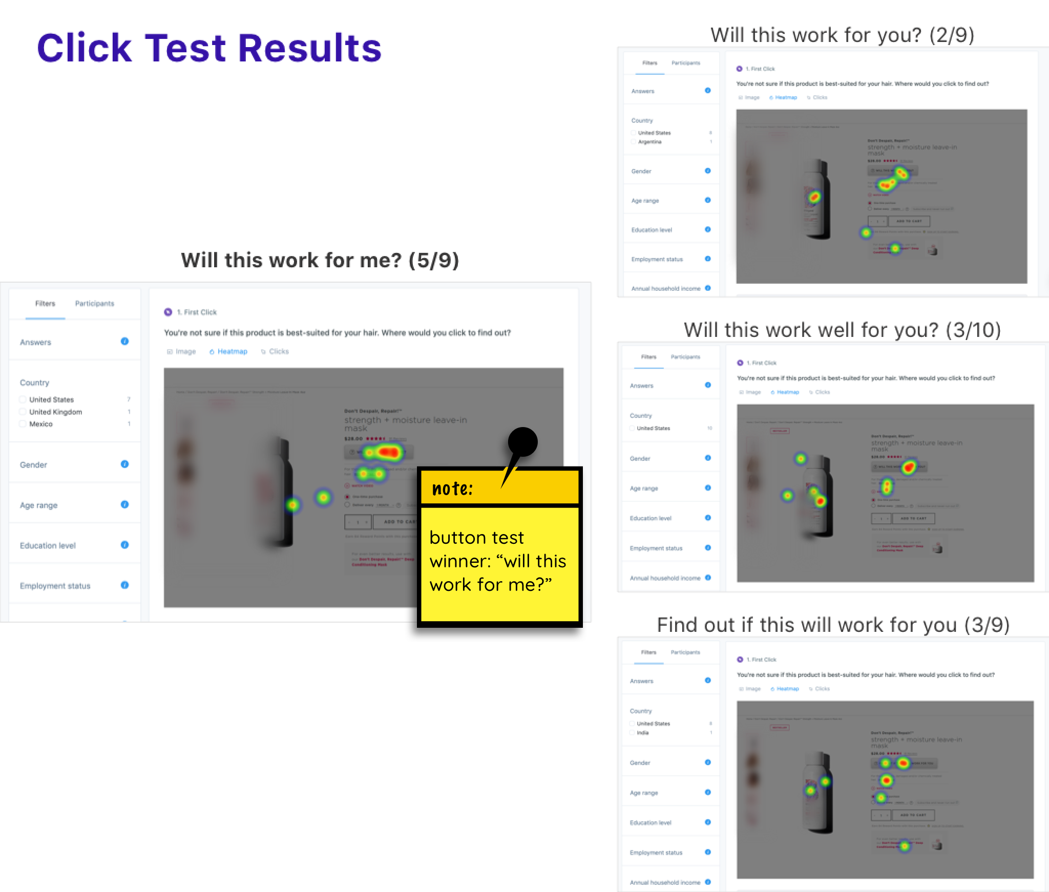Product page button text results.