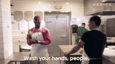 Even if you’re not making pizza right after, I’d still recommend giving your hands a wash. (credit: giphy.com)