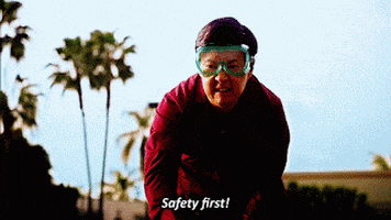 GIF of man wearing goggles saying “safety first.” (credit: giphy.com)