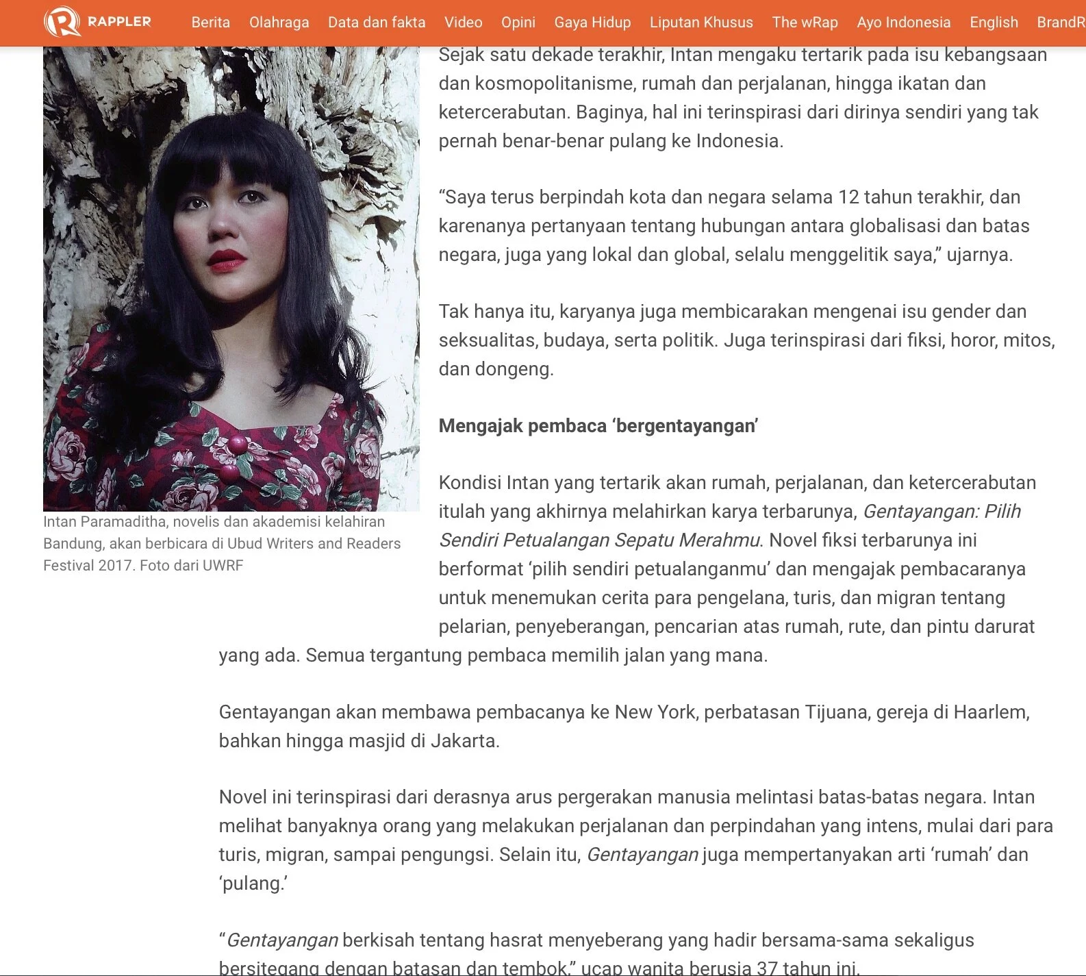 Mengolah sudut pandang dan berbicara sastra Indonesia bersama Intan Paramaditha
