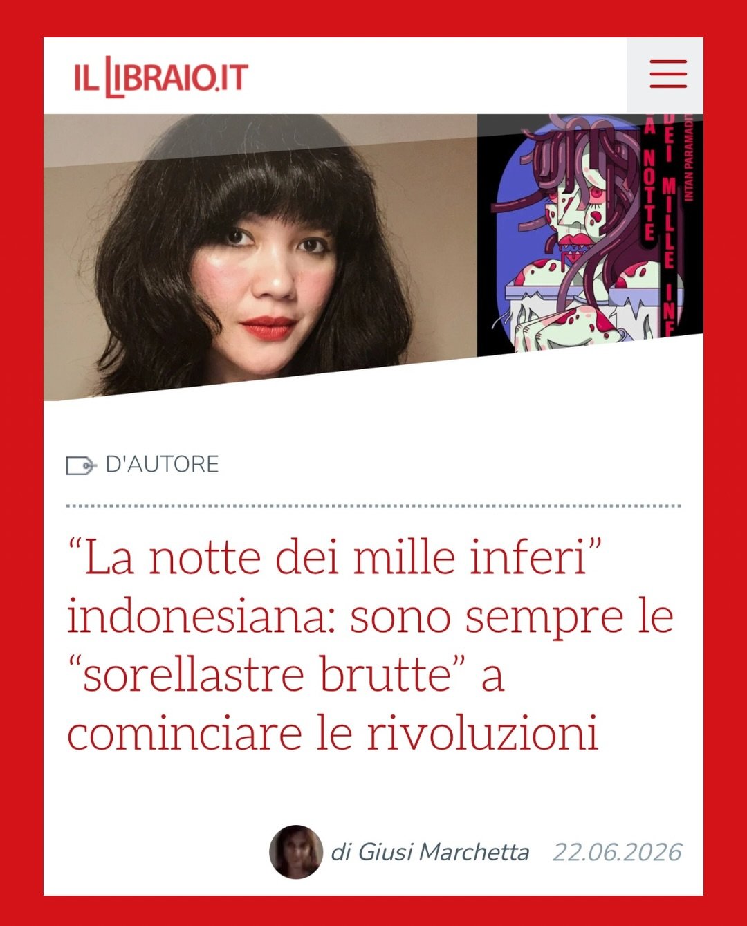 New article about La notte dei mille inferi on Il Librario, by author Giusi Marchetta @palagiuk (22 June 2026). Very delighted to have a conversation with her in Turin before my book talk at Libreria Nora. 🖤

In this piece we talked about the fairy-