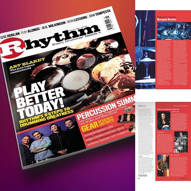 Check out this month&rsquo;s edition of @rhythmmag available today, in store, by subscription or in the App Store.
.
I&rsquo;m sharing my thoughts on practice and how to stay positive.
.
Thank you @rhythmmag and @scoobyeed for the great pic.
.
#rhyth