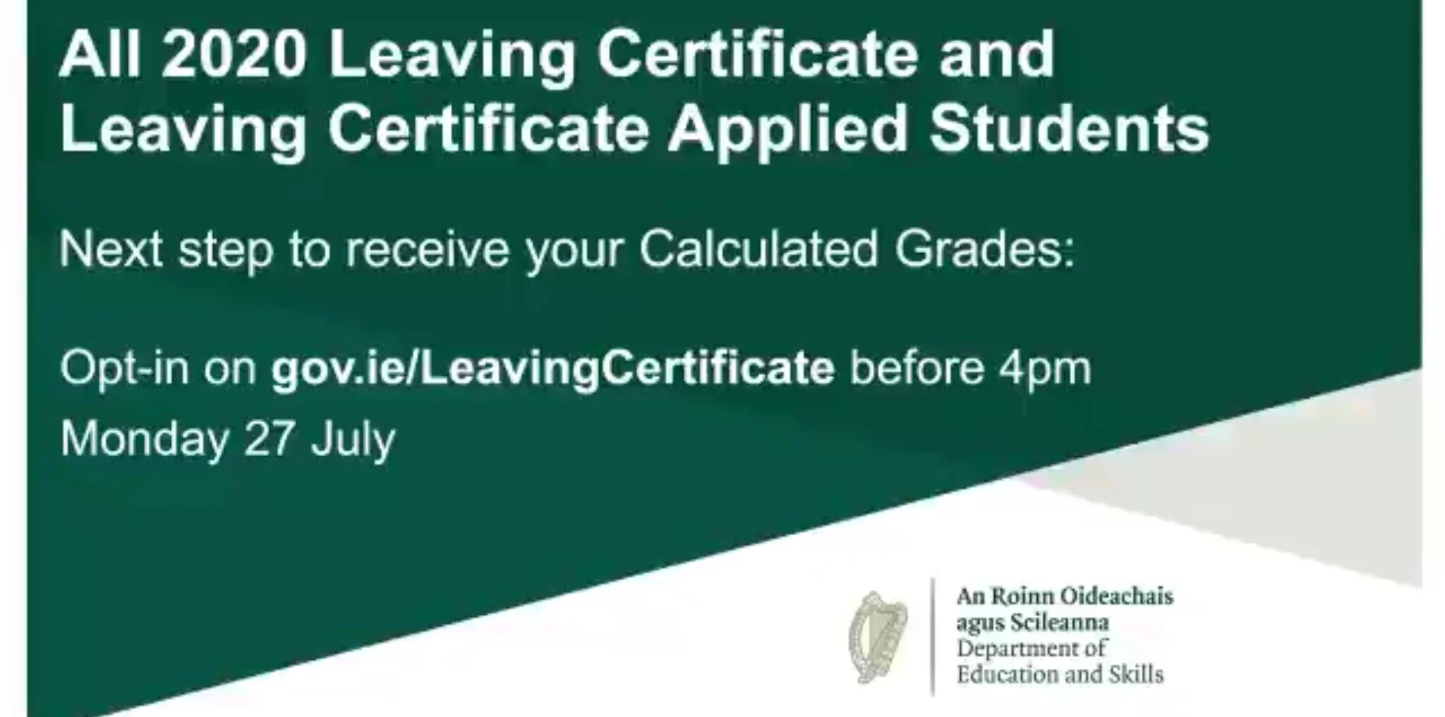 Calculated Results for Leaving Certs 2020