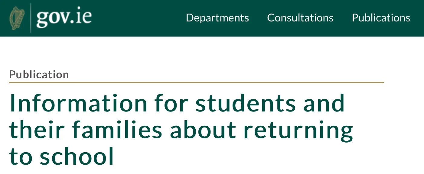 Important updates to gov.ie/backtoschool website for parents and students.
