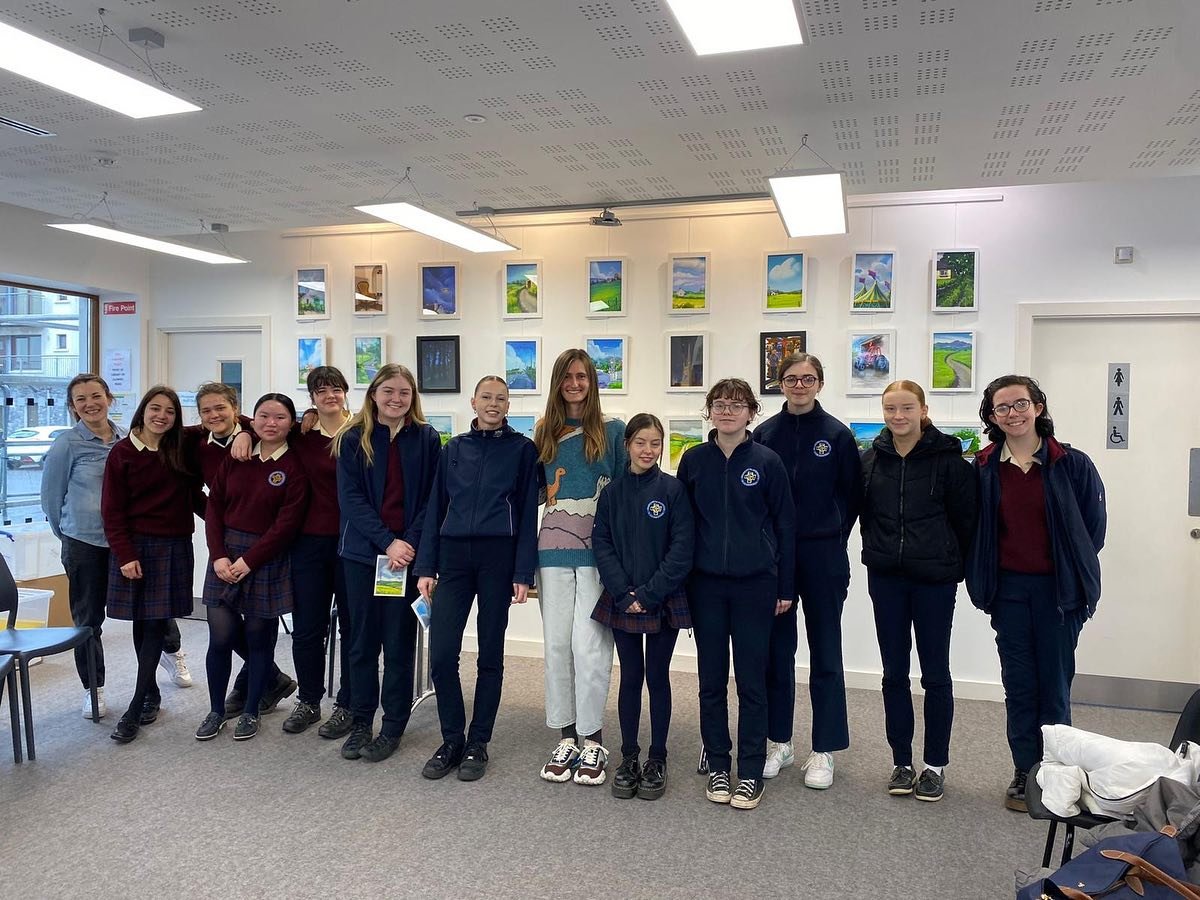 INTERVIEW WITH AN ARTIST. This morning 5th and 6th year Art students had the privilege of meeting the inspirational Olena Aksiutenko. Olena guided the students through her exhibit of works, a series of Irish landscapes and buildings she has captured,