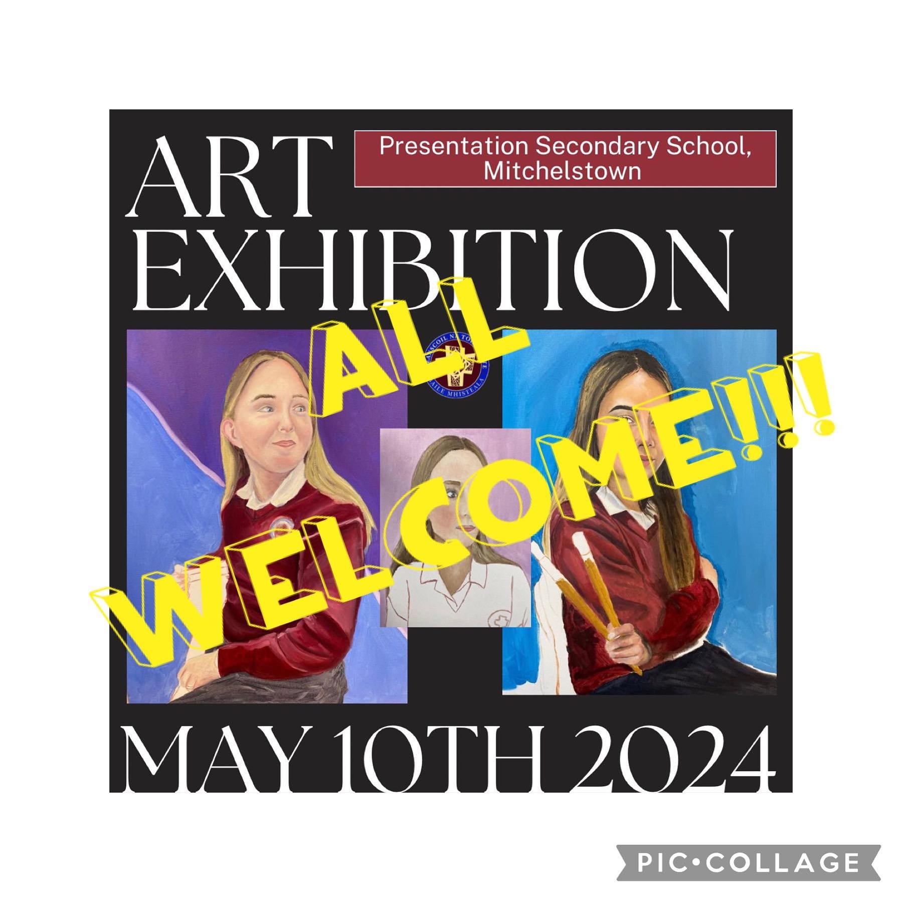 📣📣REMINDER! ART EXHIBITION!! This Friday we are having an Art exhibition to showcase the incredible self portraits created by our talented 5th year Art class. Please feel free to come along and join us in St George&rsquo;s Arts and Heritage centre 
