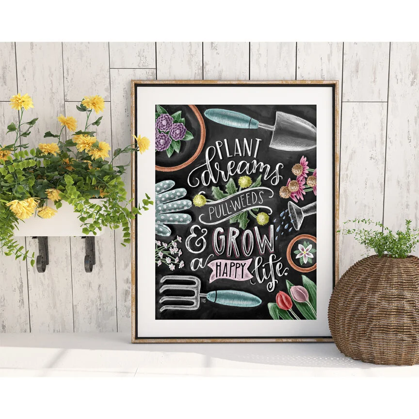 Plant Dreams Pull Weeds And Grow A Happy Life, Gardening Print, Gardening  Gift, Chalkboard Art  The White Lime