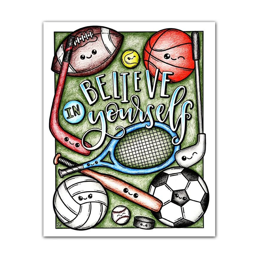 sports kawaii coloring page for kids and adults download