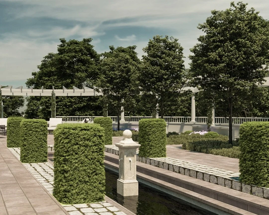 As this project in Garrison, NY continues to evolve, we&rsquo;re studying how light and shadow will animate the landscape throughout the year.

The elongated reflection pool and wraparound pergola establish a strong architectural framework, while sea