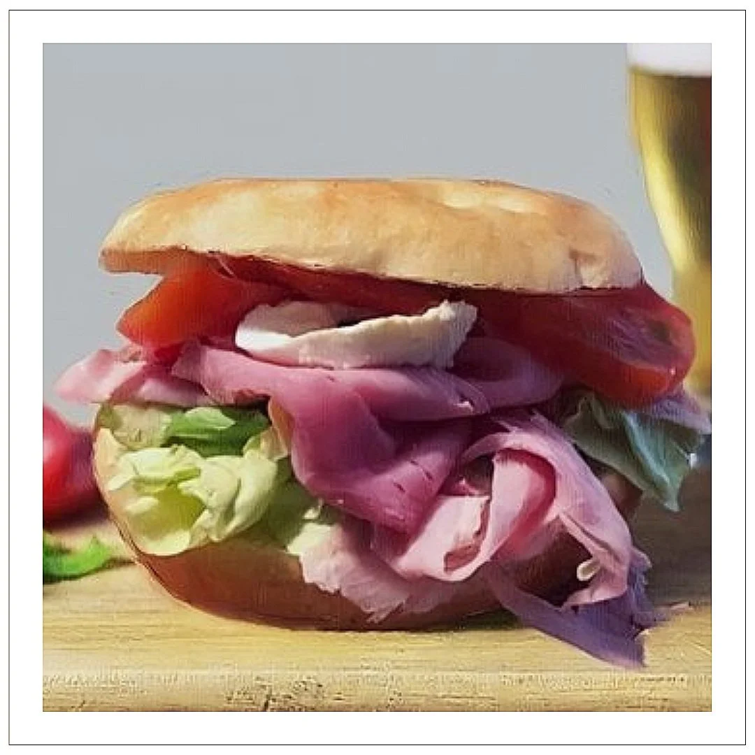 focaccia farcita cotto, lattuga e pomodoro