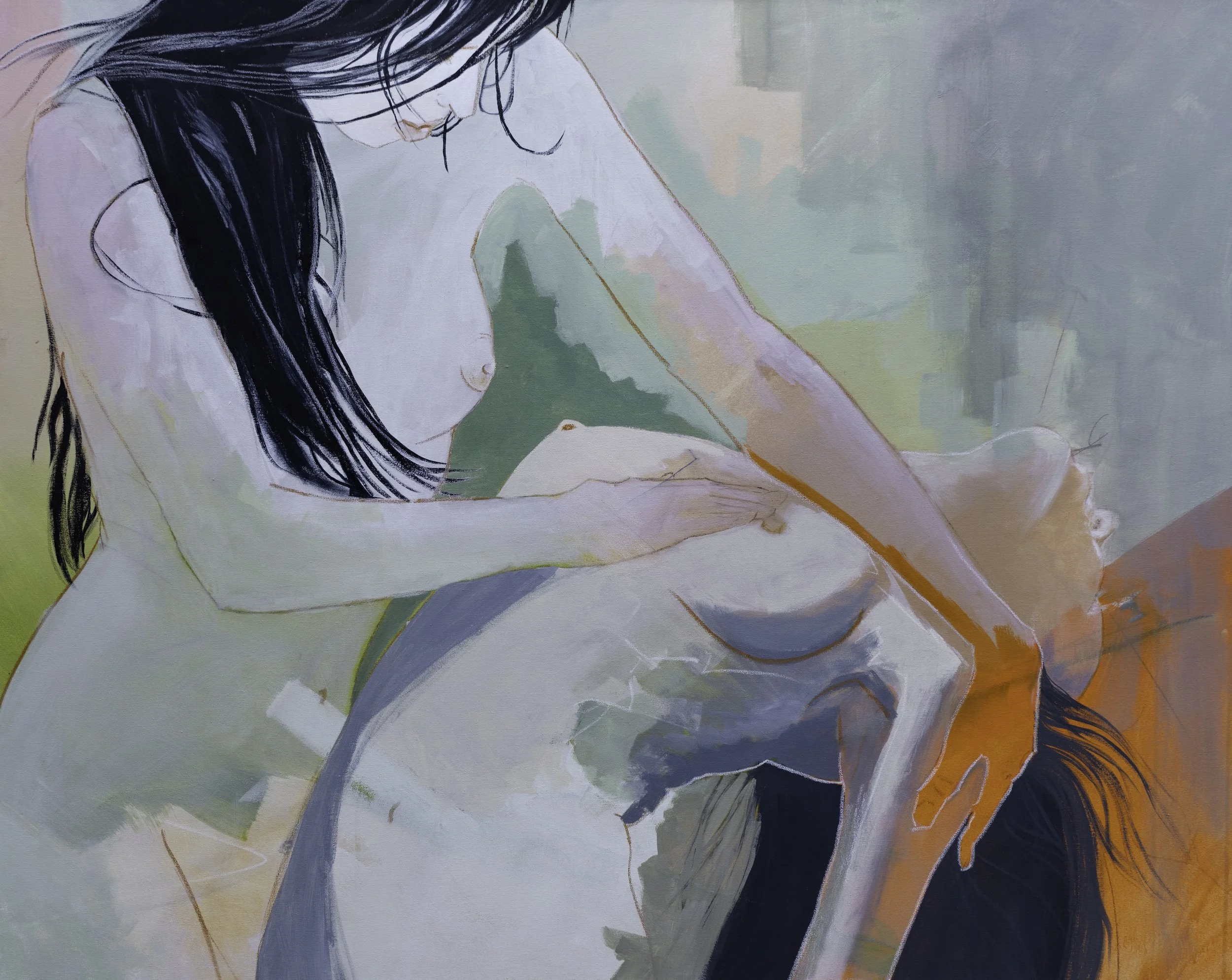 "Tension" oil and acrylic on canvas 48 X 60 in - $4500 