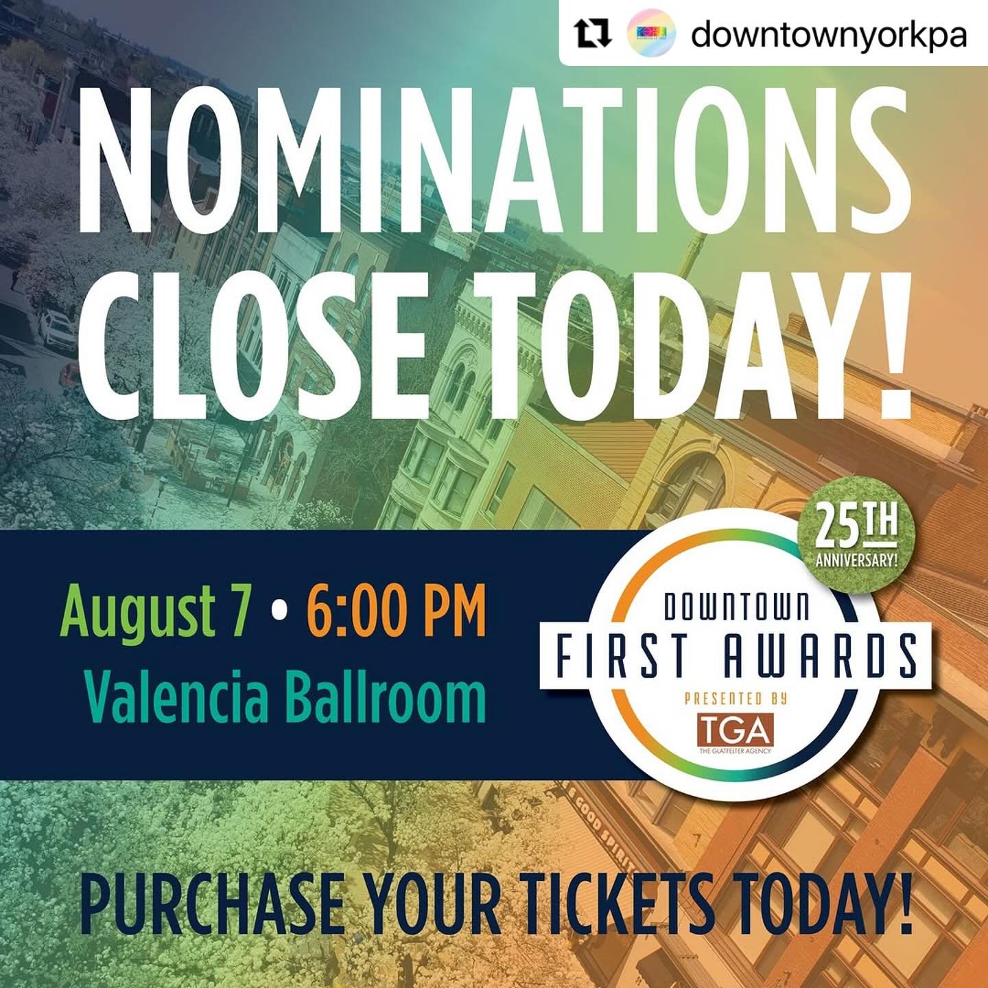 Vote at the 🔗 in our bio
#Repost @downtownyorkpa #yorkpa
・・・
Nominations for the Downtown First Awards close today, July 1, at 11:59pm! Vote for the businesses, organizations and individuals who have made a difference in Downtown York through their 