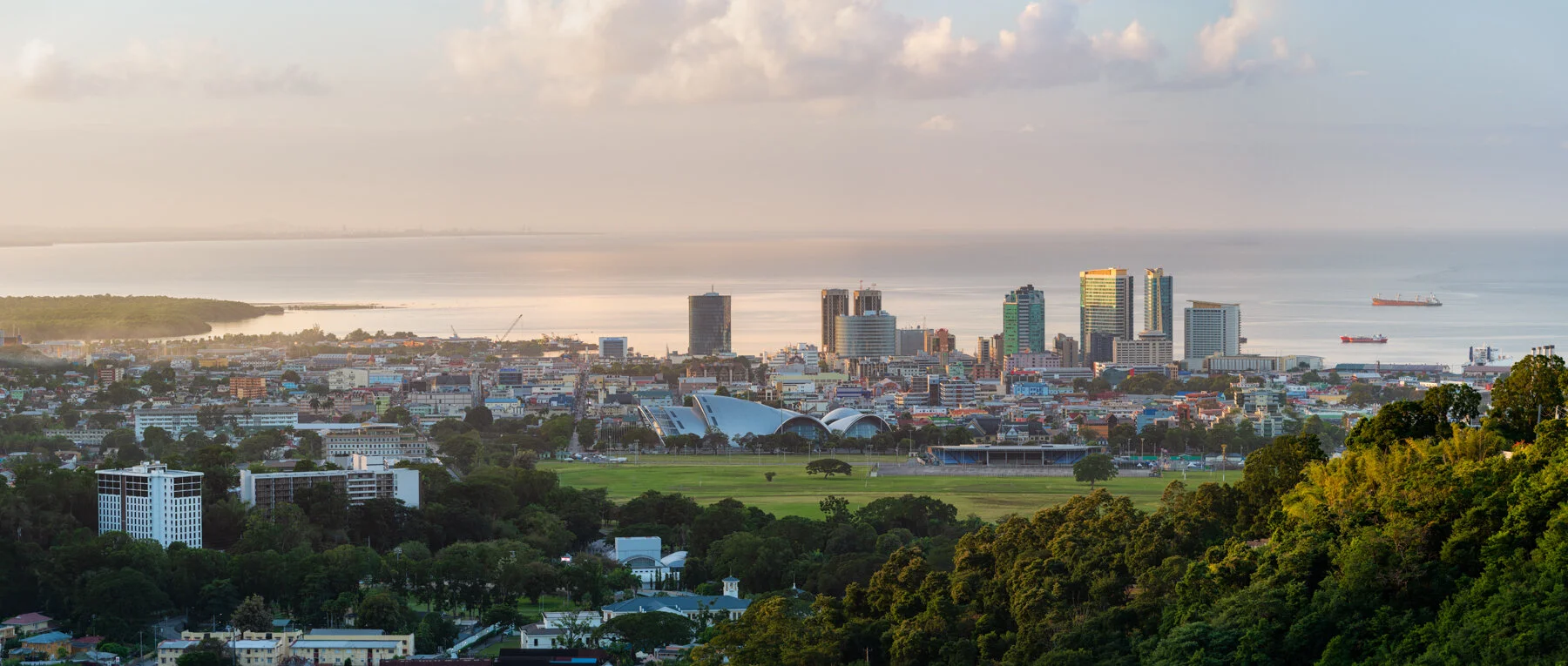 "Port of Spain in morning light" 2019. City wakes up shortly after sunrise.