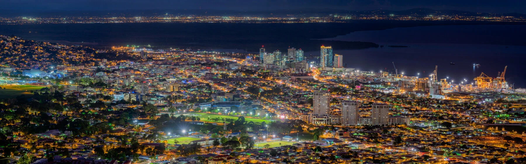 "The Vista of all Vistas: Our capital, Port of Spain" 2019: A full view of Port of Spain at twilight.
