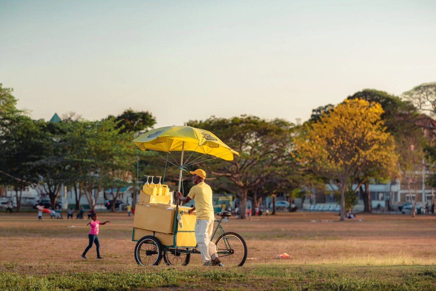 "Easter Sunday: Snow cone vendor and Poui Tree" 2019. Port of Spain.