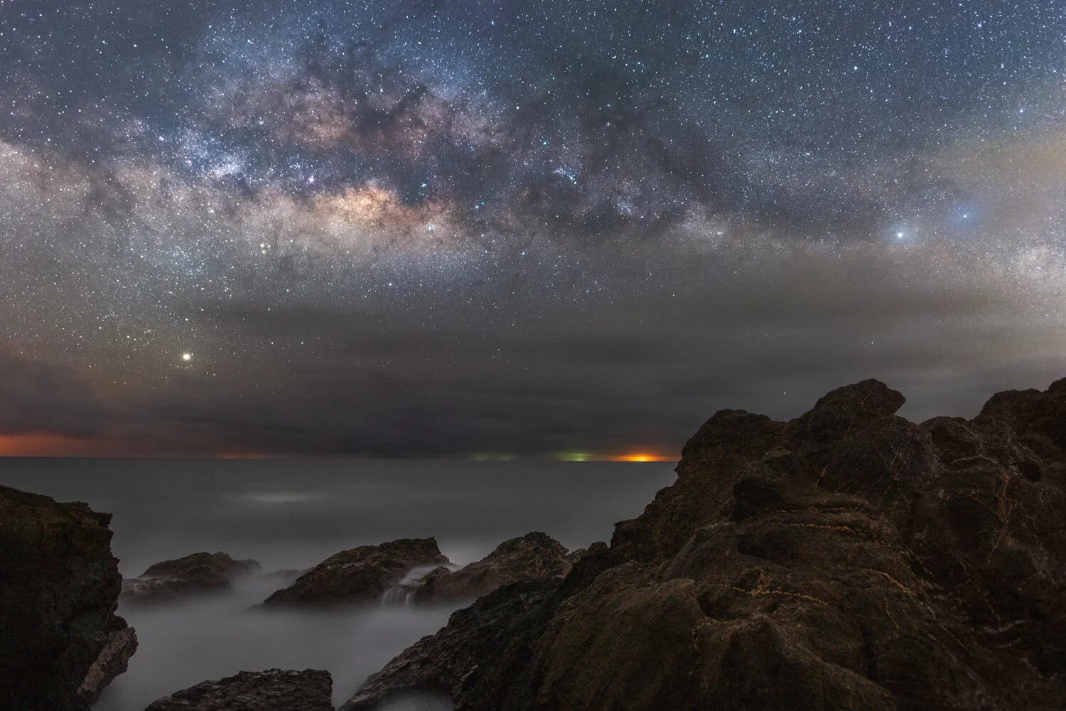 "Satur-daze on the rocks" 2020. The Milky way arches over the Lookout rocks in Guayamara Bay, Rampanalgas, Toco, Trinidad.