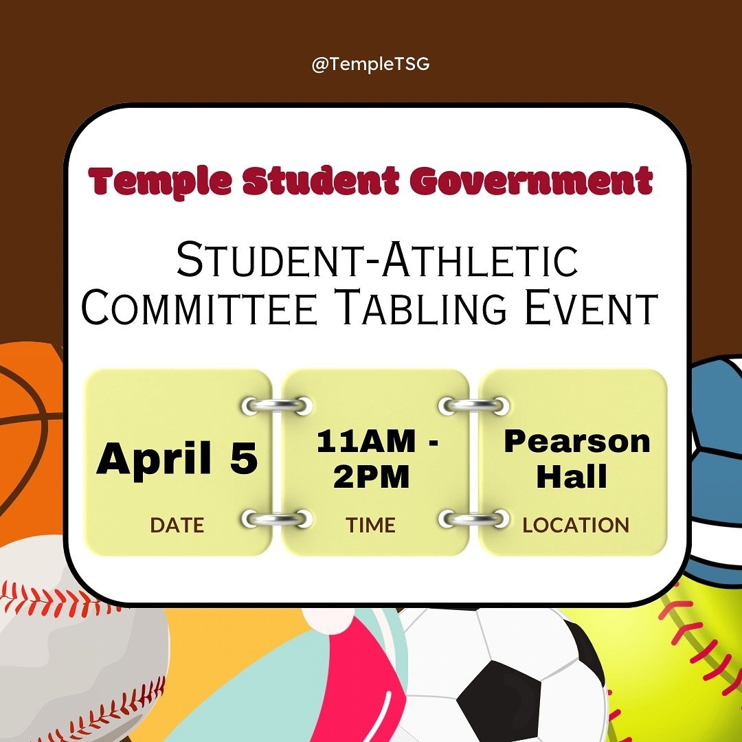 Friday in Pearson Hall, TSG&rsquo;s Student-Athletic Committee ⛹️&zwj;♀️ will be tabling to discuss how you can get involved! 🏋️&zwj;♂️ They will only be there from 11-2, so be sure to come prepared, and take some TSG SWAG to go! 😍 See you there!

