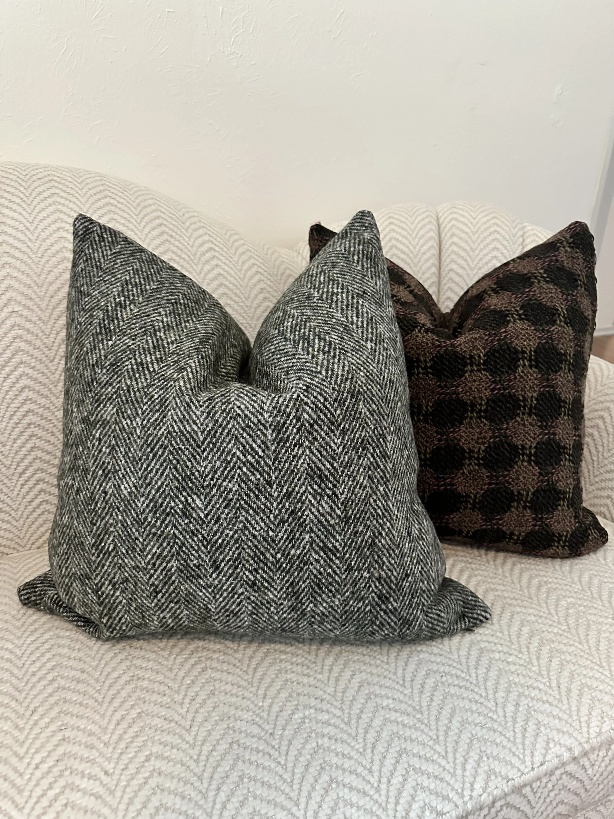 GreenHerringboneandTweedThrowPillow.jpeg