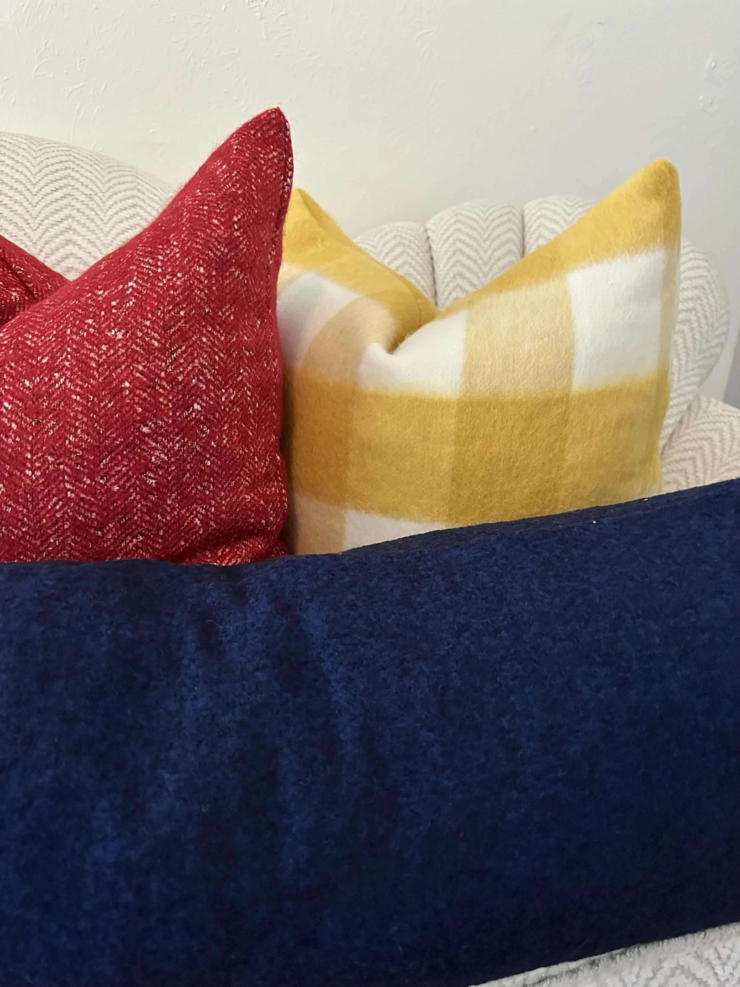 Loro Piana Cobalt Blue and Black Wool Throw Pillow