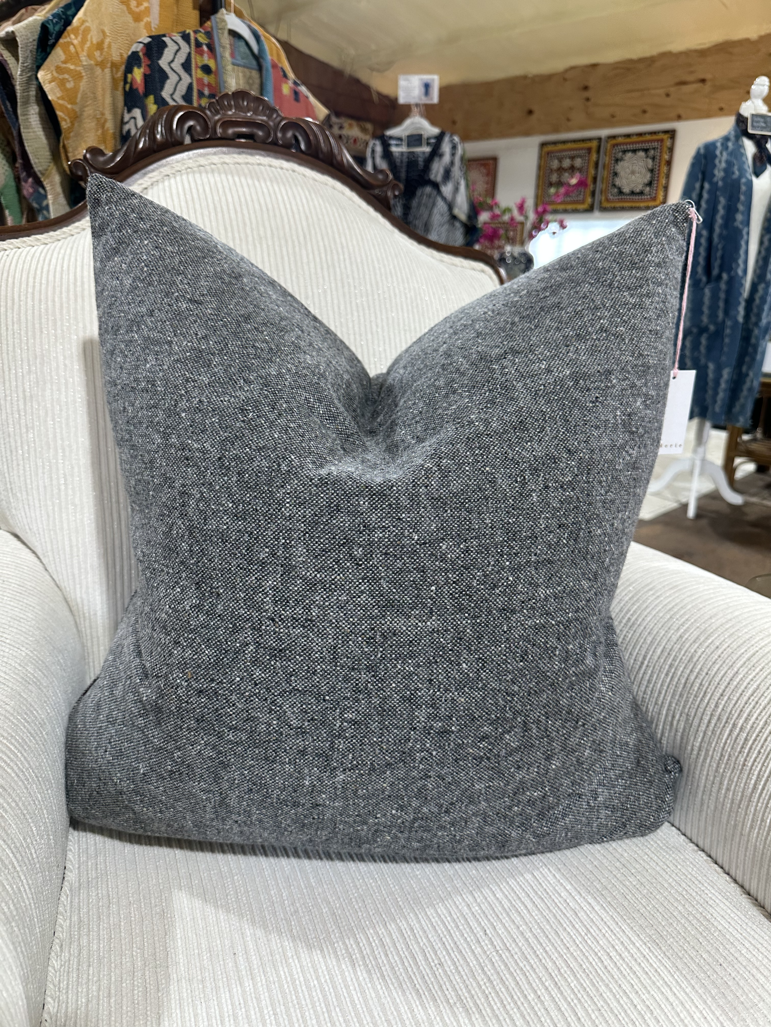 Eleventy Black and White Tweed Throw Pillow