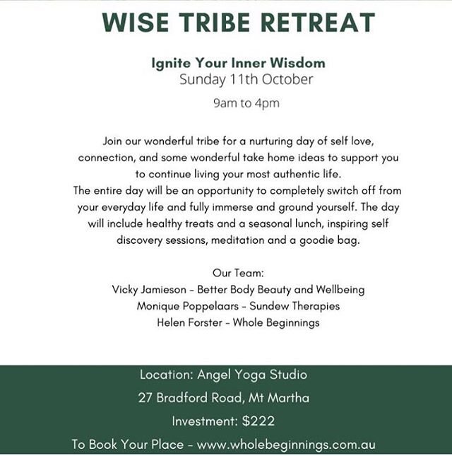 Details for our second Wise Tribe Retreat in October ❤️ #retreat #reflexology #yoganidra #meditation #skinnutrition #selfcare #reflection #aromatic #timeout