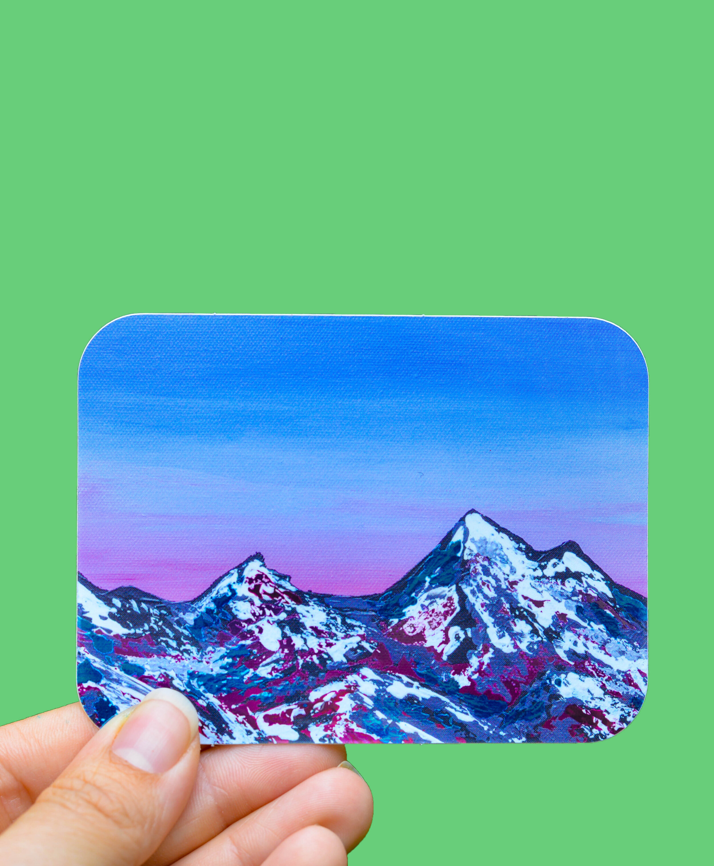 Blue/Pink Mountainscape Sticker with Mirror 