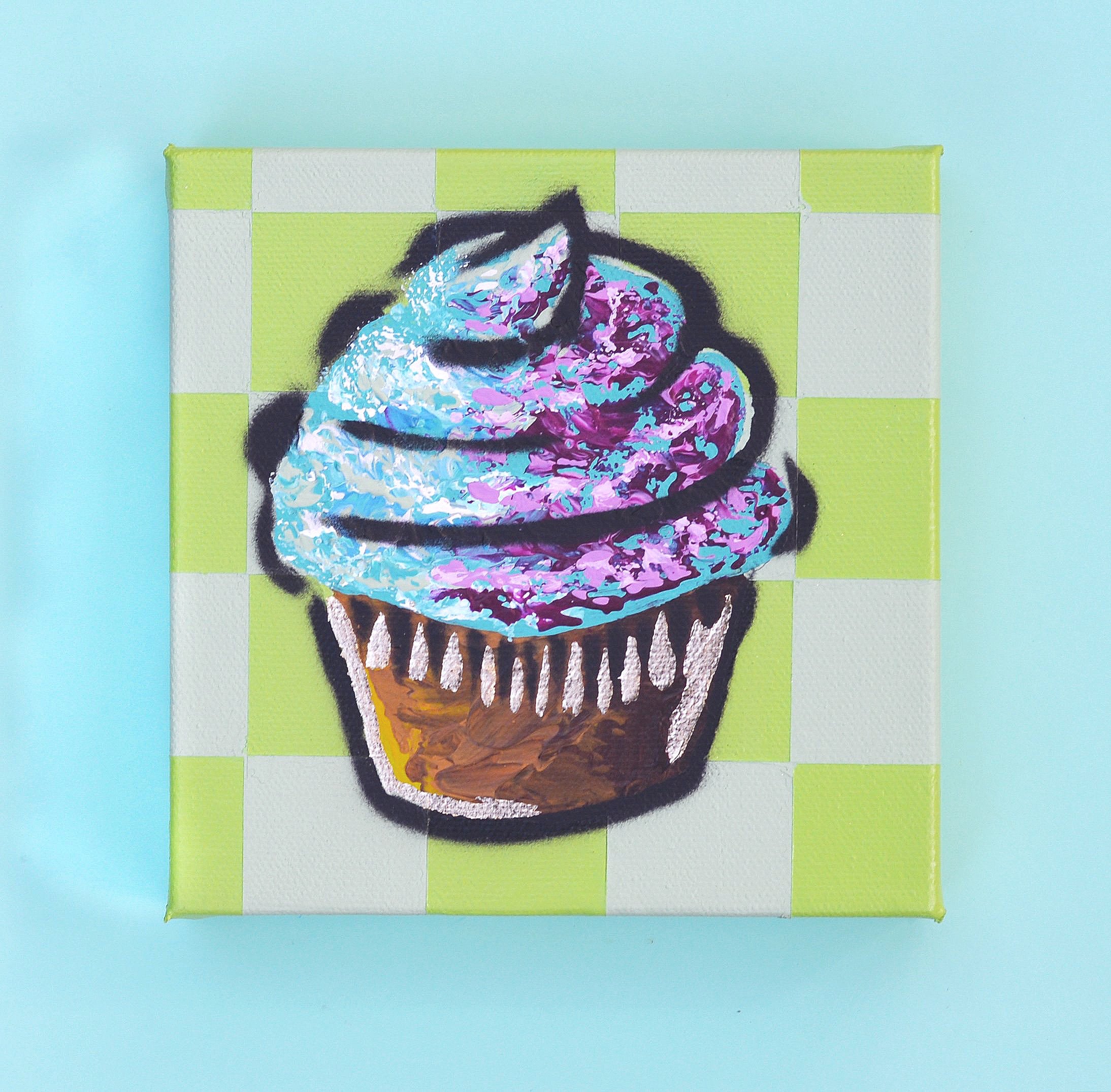 Checkered Green Cupcake