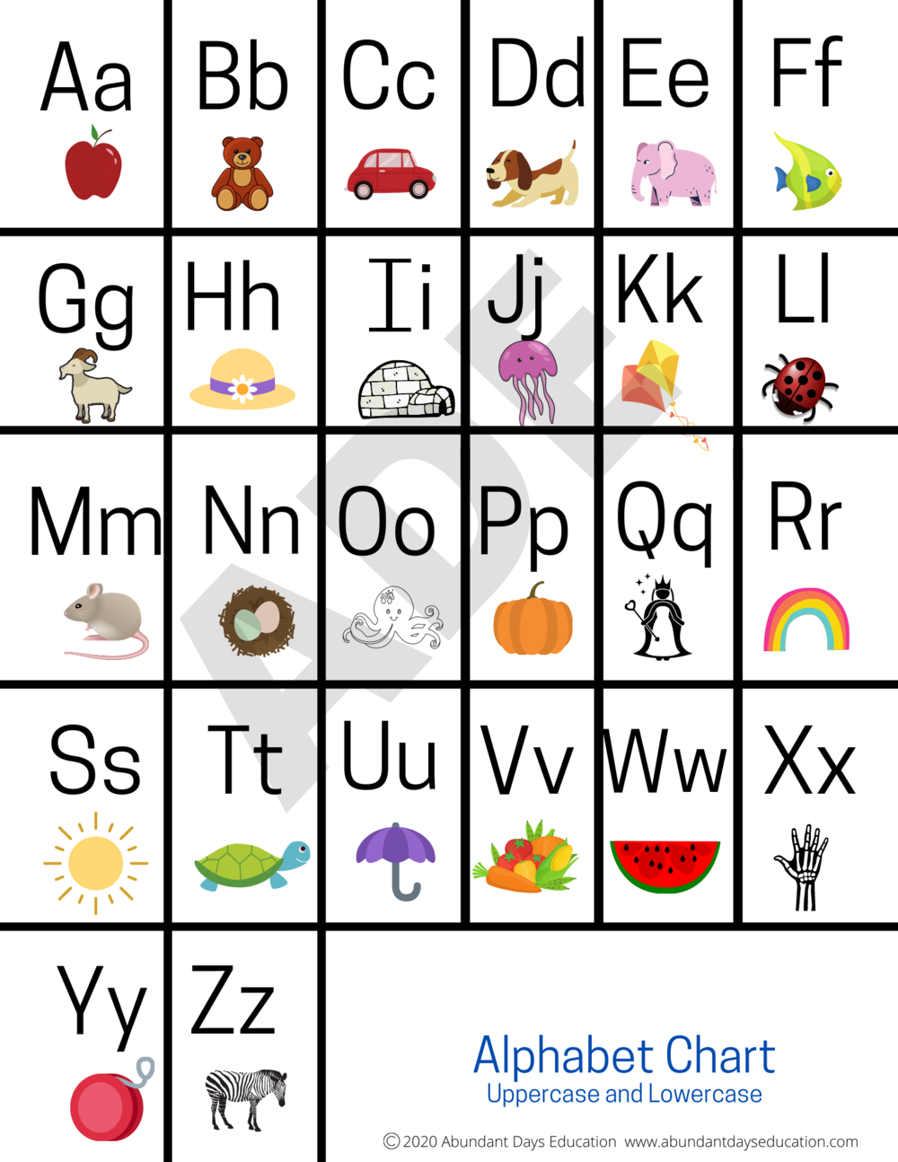 alphabet chart