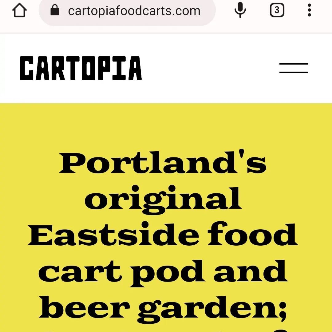 Our home has a website on the world wide web! 🌐🌏 check it out for details on our neighbors and posted hours.
 https://www.cartopiafoodcarts.com/
#foodcart #portland