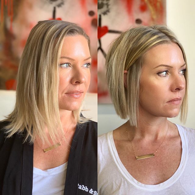 WOW 🎨✂️🔥
.
.
Color by @kristinatabb 
Cut/style by @feliciarialshair .
.
#tabbandsparks #tabbandsparkssalon #santamonicahairstylist #montanaavenue #maneaddicts #ibizabrushes #shorthair #beforeandafter #beautylaunchpad