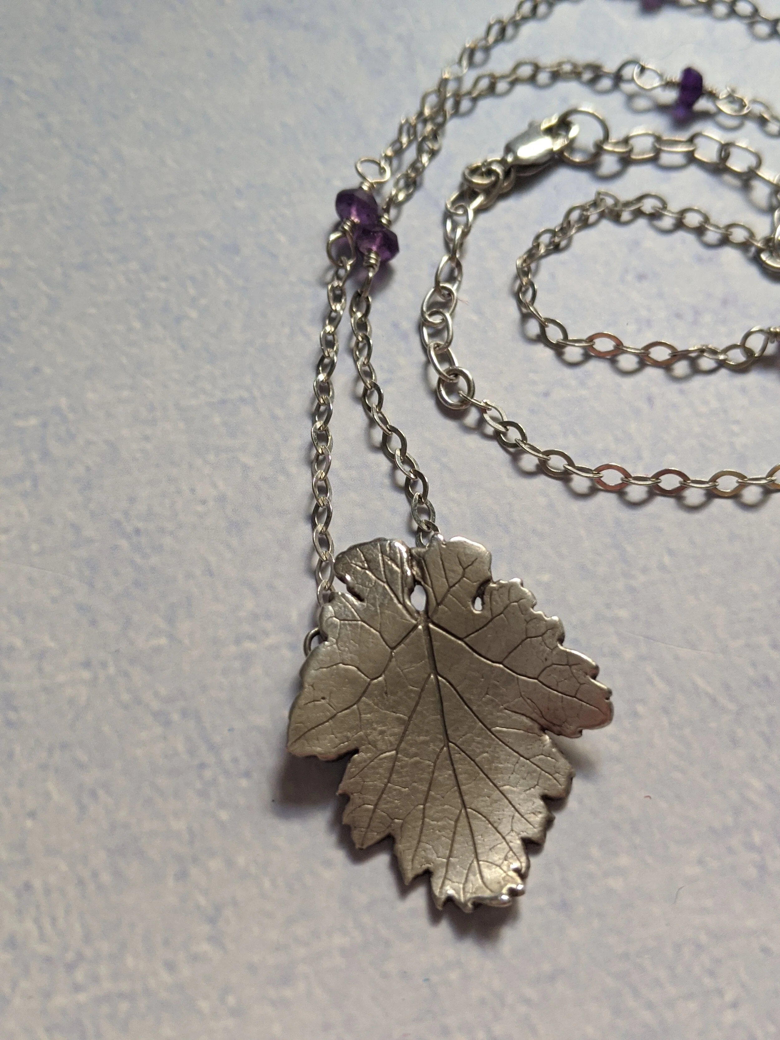  Amethyst Grape Leaf Necklace