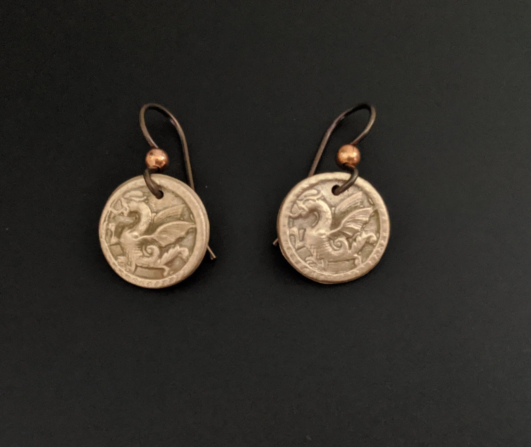 Ruby Bronze Wyvern Earrings