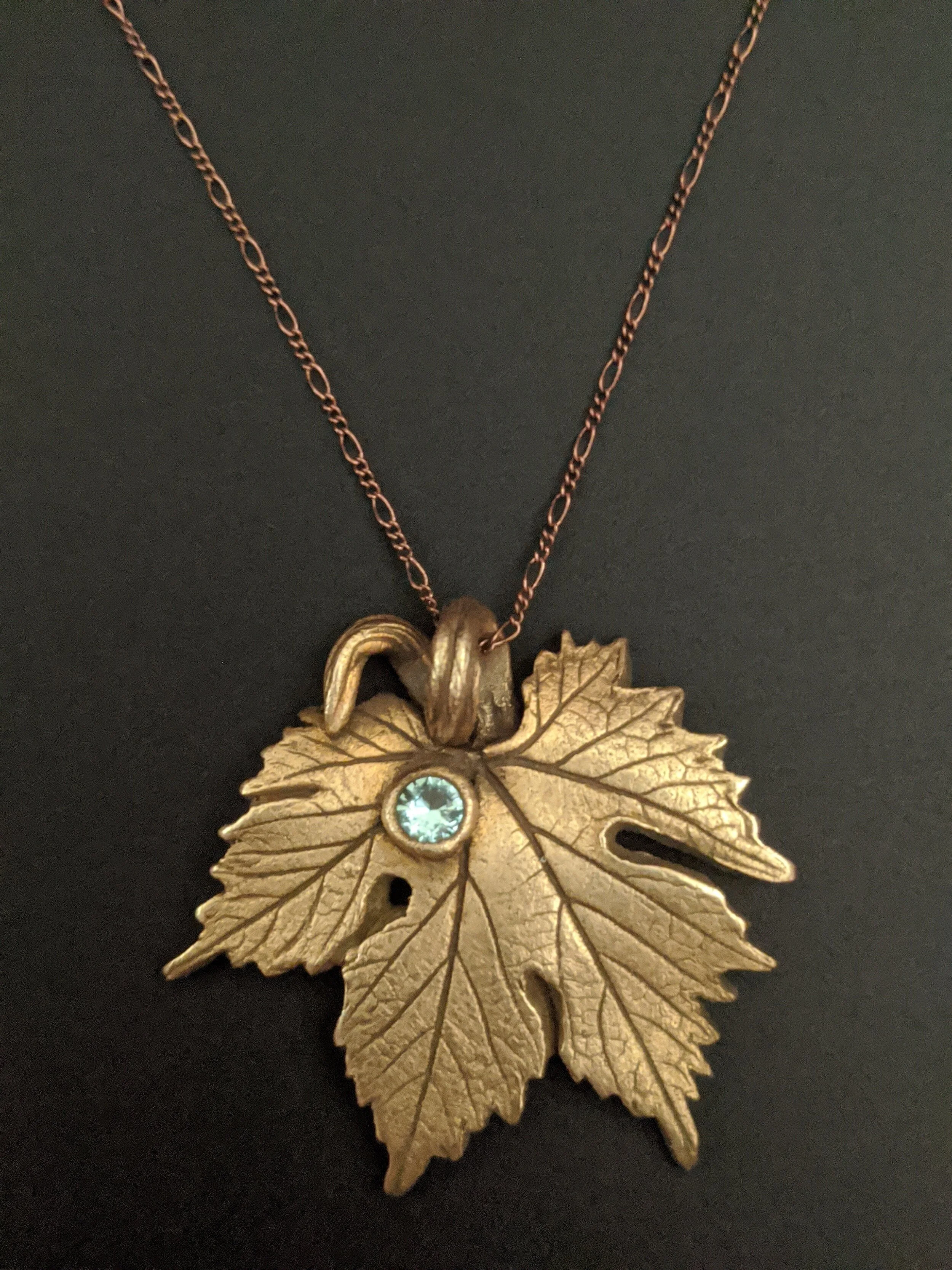 Grape Leaf Pendant - Blue