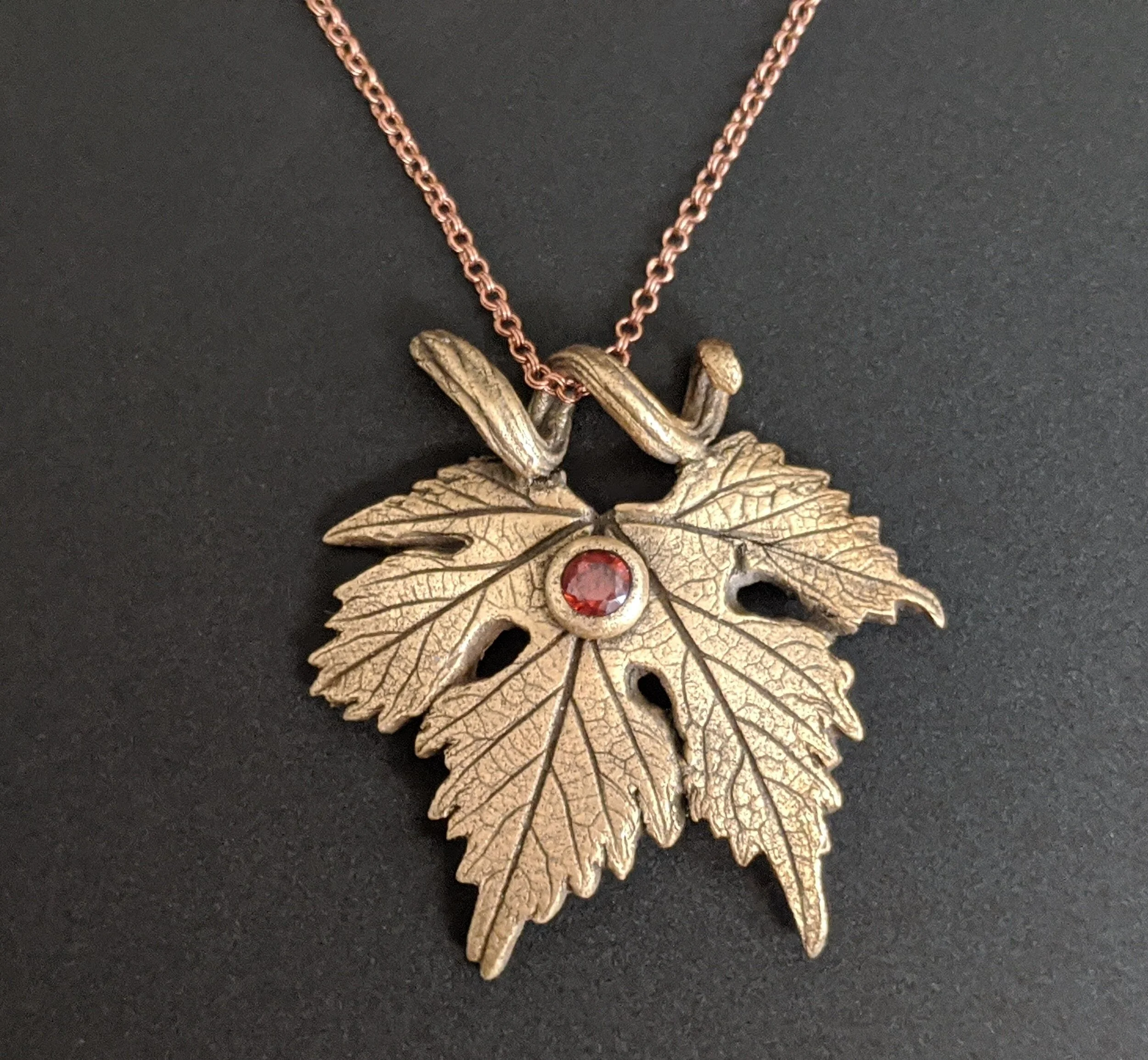 Grape Leaf Pendant - Red