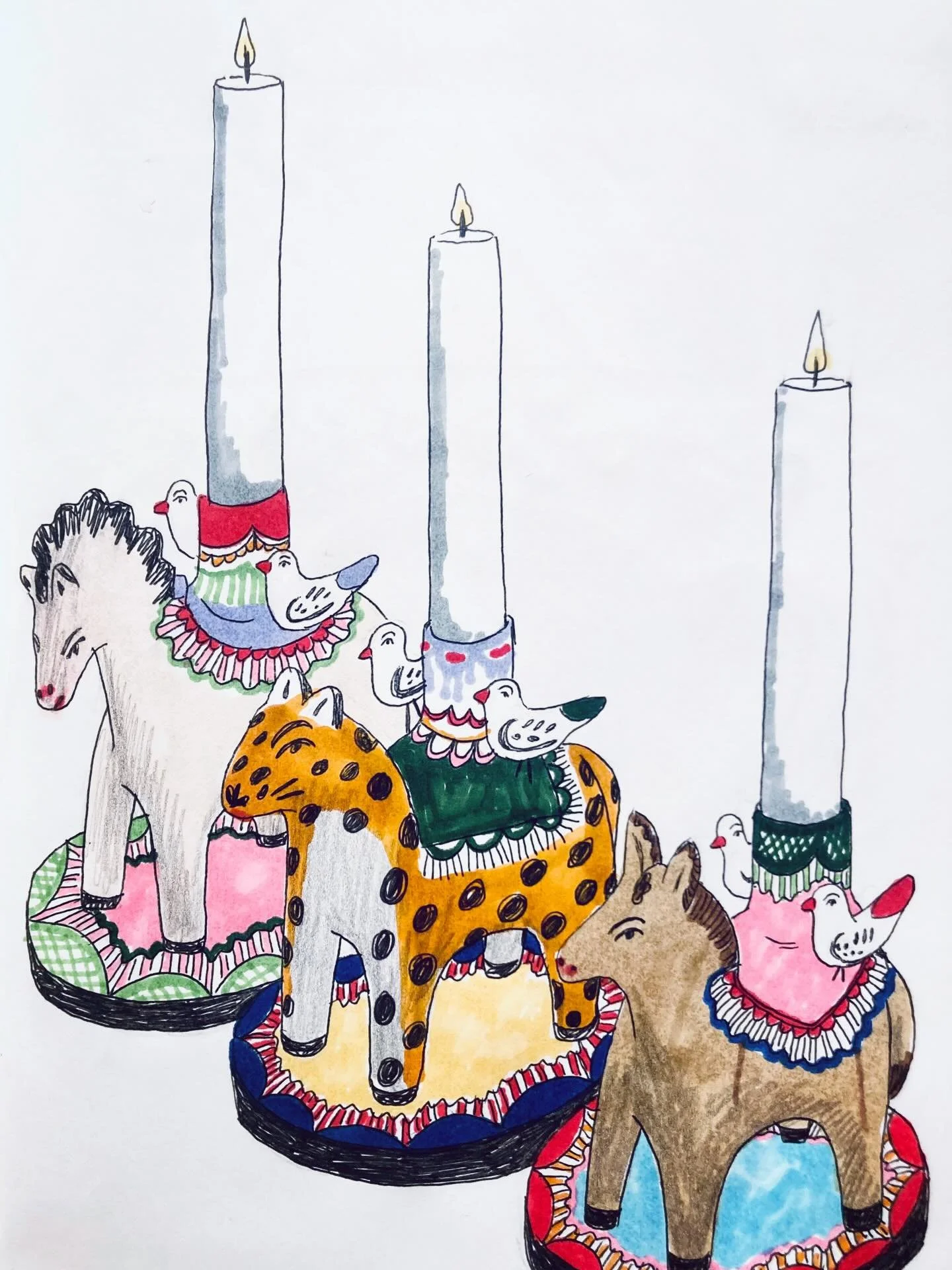 found these really cute candle holders my dad got in mexico many years ago and had to draw them :&mdash;)
.
.
.
.
.
.
.
.
.
.
.
.
.
#drawing #illustration #candles #mexico #sketchbook #folkart #phoebemakesart #art #illustrator #anyway #overthis #ilov