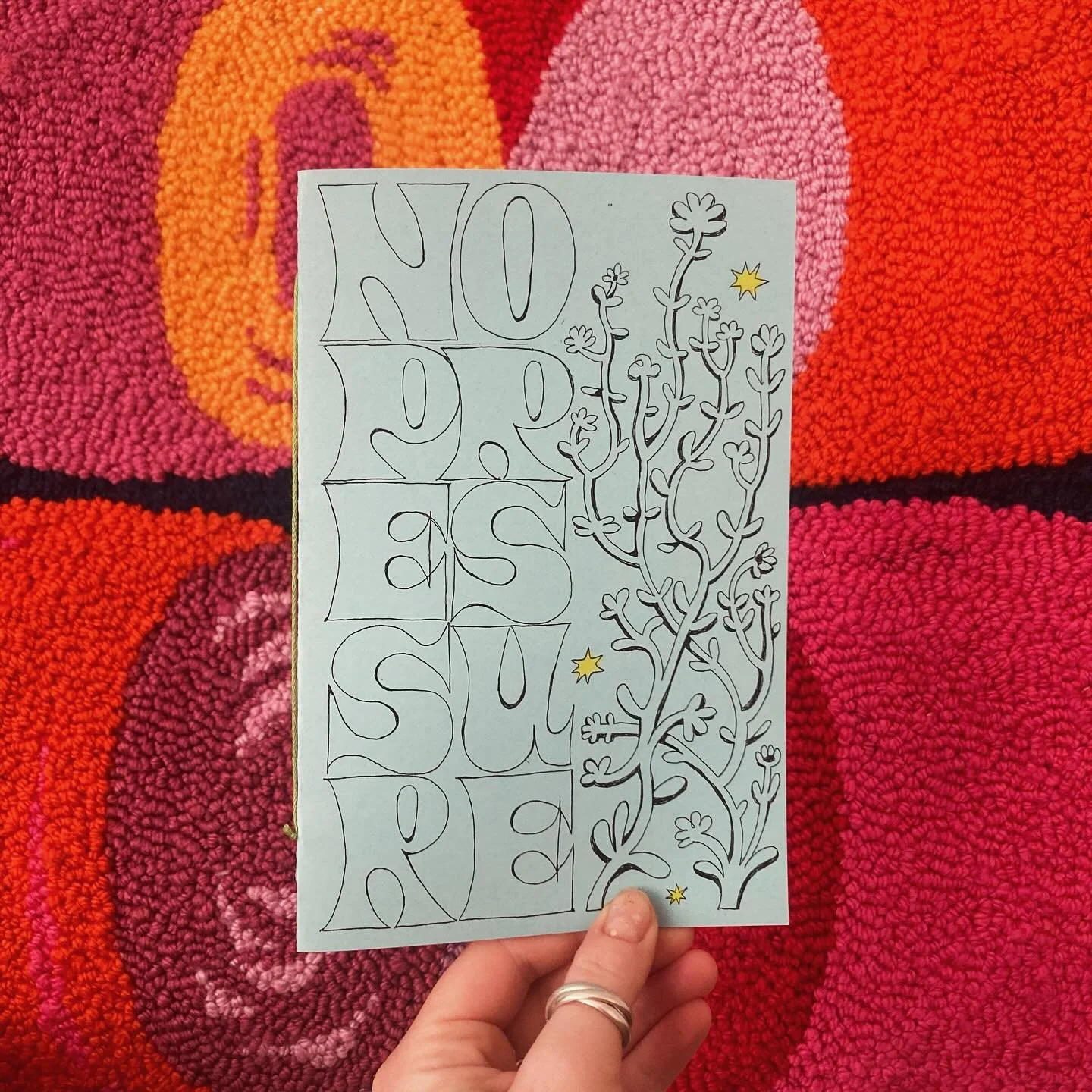 ⚠️announcement!⚠️
.
my beautiful little zine is here, on the last day of the year! it&rsquo;s called &ldquo;no pressure&rdquo; which is a sarcastic title because this year for me has been yes pressure, big time. because of this, i feel like i haven&r