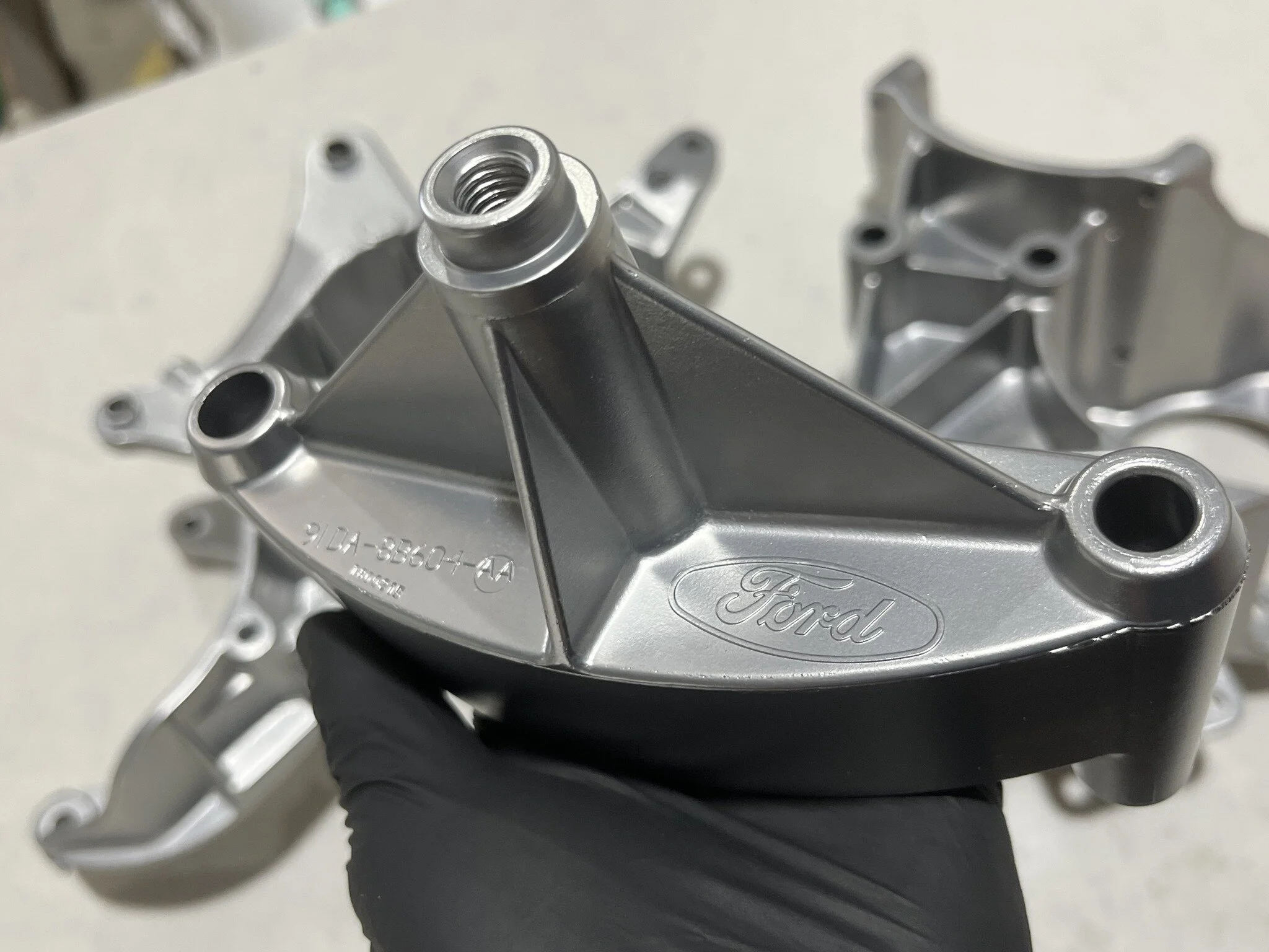Are you getting close to reassembling your project but your bolt-on parts just don't look good at all?  Red Dog Restorations can help you out. Check out these Ford engine brackets freshly Vapour blasted by Jason at Red Dog Restorations .  These brack