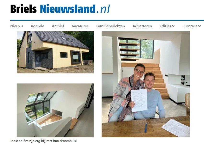 Droomhuis van Droomhuisfabriek eerste opgeleverd in Hof van Maerlant, Brielle.