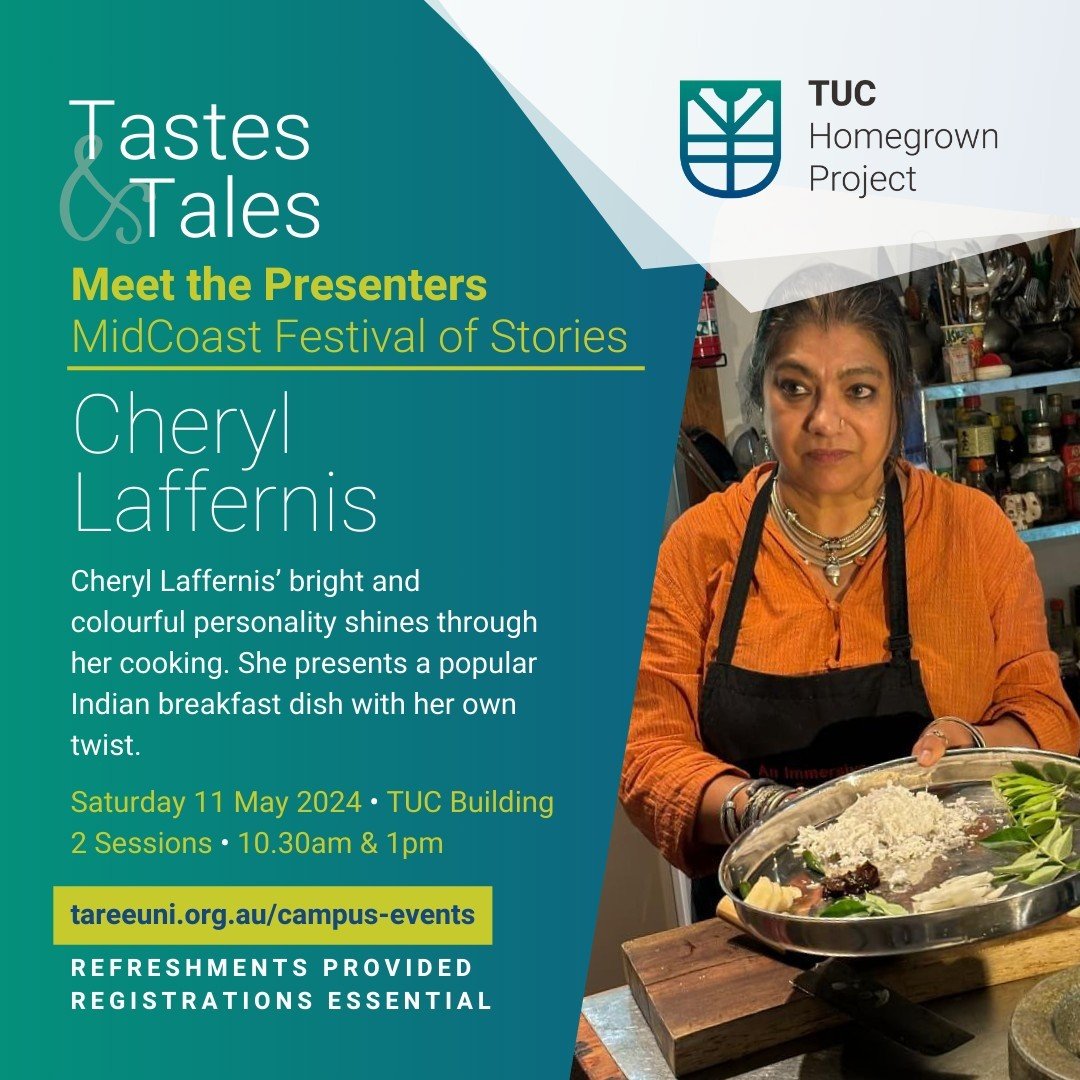 Meet the Presenter 🍽️ Cheryl Laffernis⁠
⁠
Cheryl Laffernis&rsquo; bright and colourful personality shines through her cooking. She presents a popular Indian breakfast dish with her own twist. ⁠
⁠
Join us at our Tastes &amp; Tales experience as part 