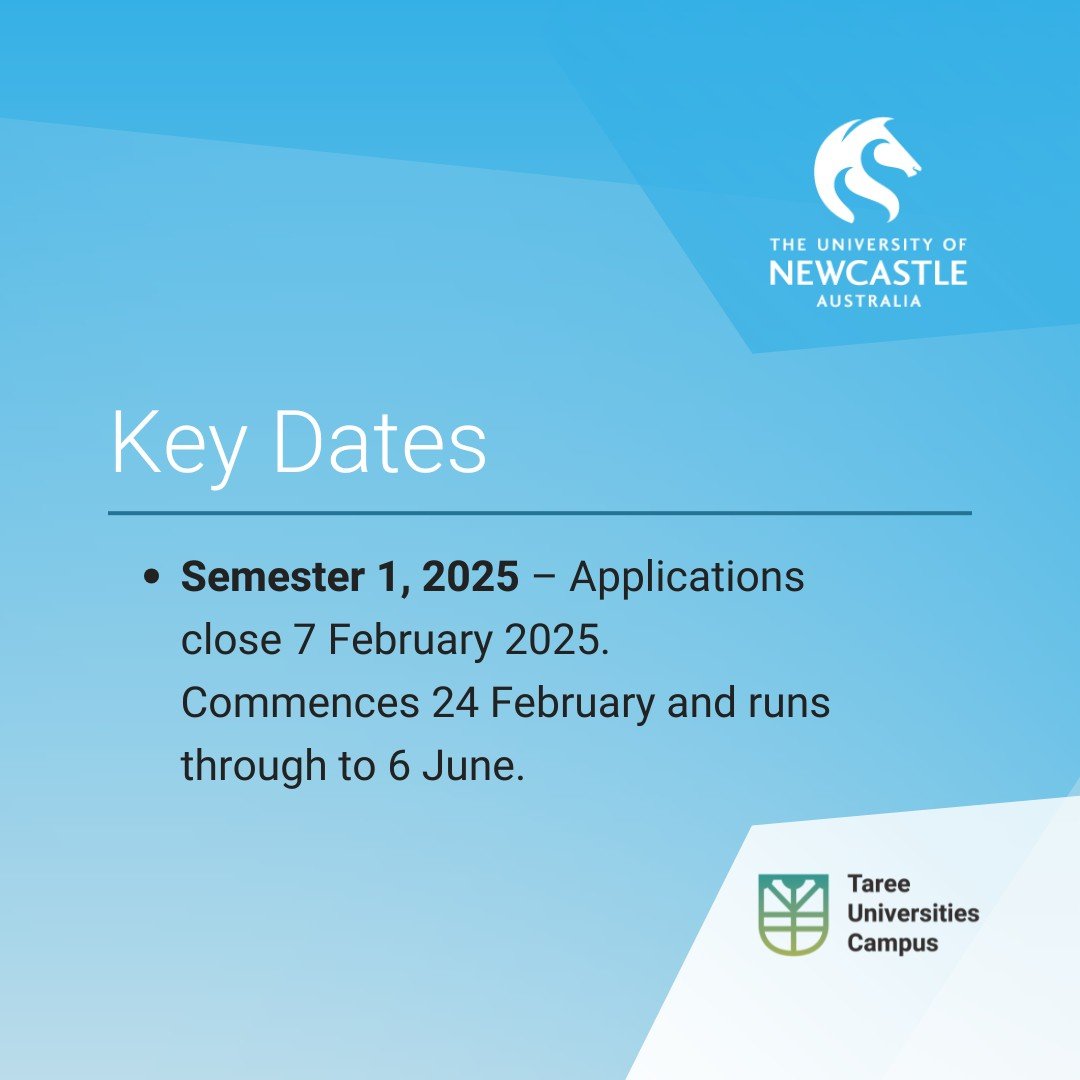 UoN IMPORTANT DATES The University of Newcastle, Australia 

&bull; Semester 1, 2025 &ndash; Applications close 7 February 2025. Commences 24 February and runs through to 6 June.

For more UoN key dates visit their website
https://www.newcastle.edu.a