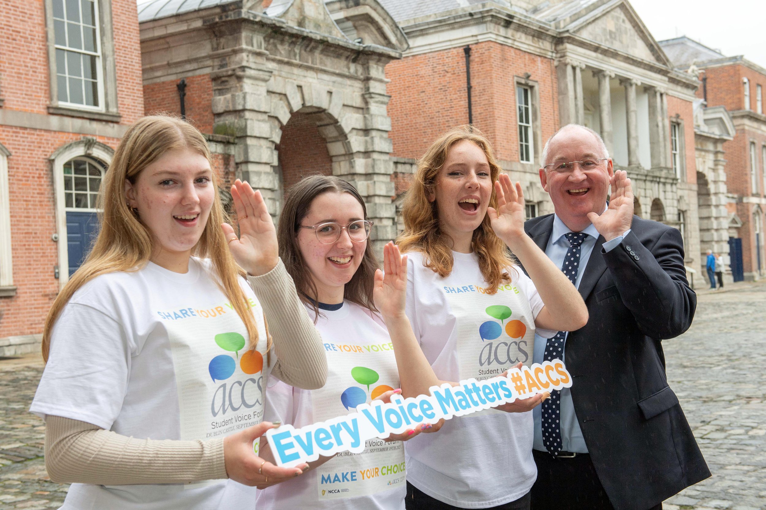Grace & Kate Carndonagh CS and Newpark Comprehensive student Eva and ACCS President James Duignan.JPG