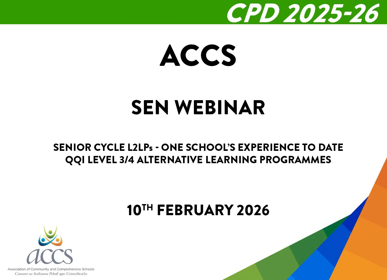 SEN Webinar - Senior Cycle L2LPs and QQI Level 3/4 Learning Programmes