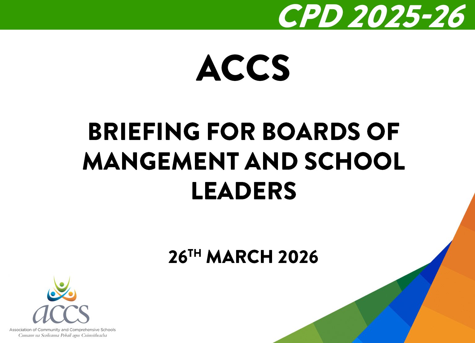 ACCS Briefing for Boards of Management and School Leaders